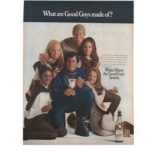 White Horse Scotch Magazine Advertisement Full Color 1968 Skiing Vintage